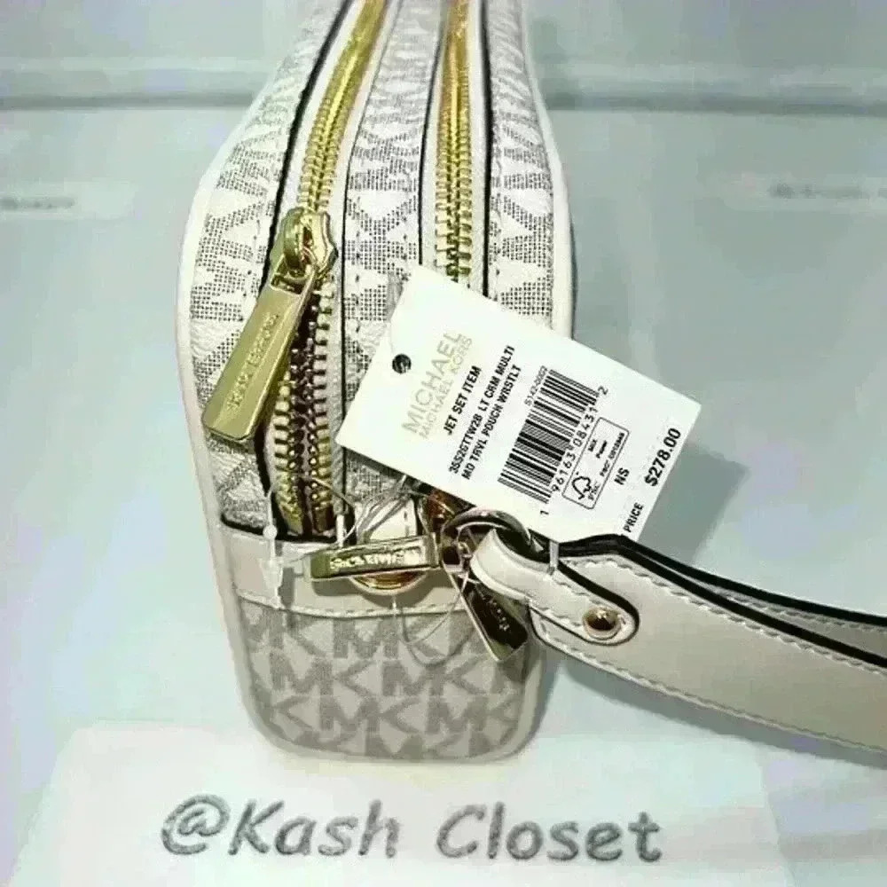 Michael Kors double zip travel pouch wristlet jet set medium Light cream… - Picture 8 of 9